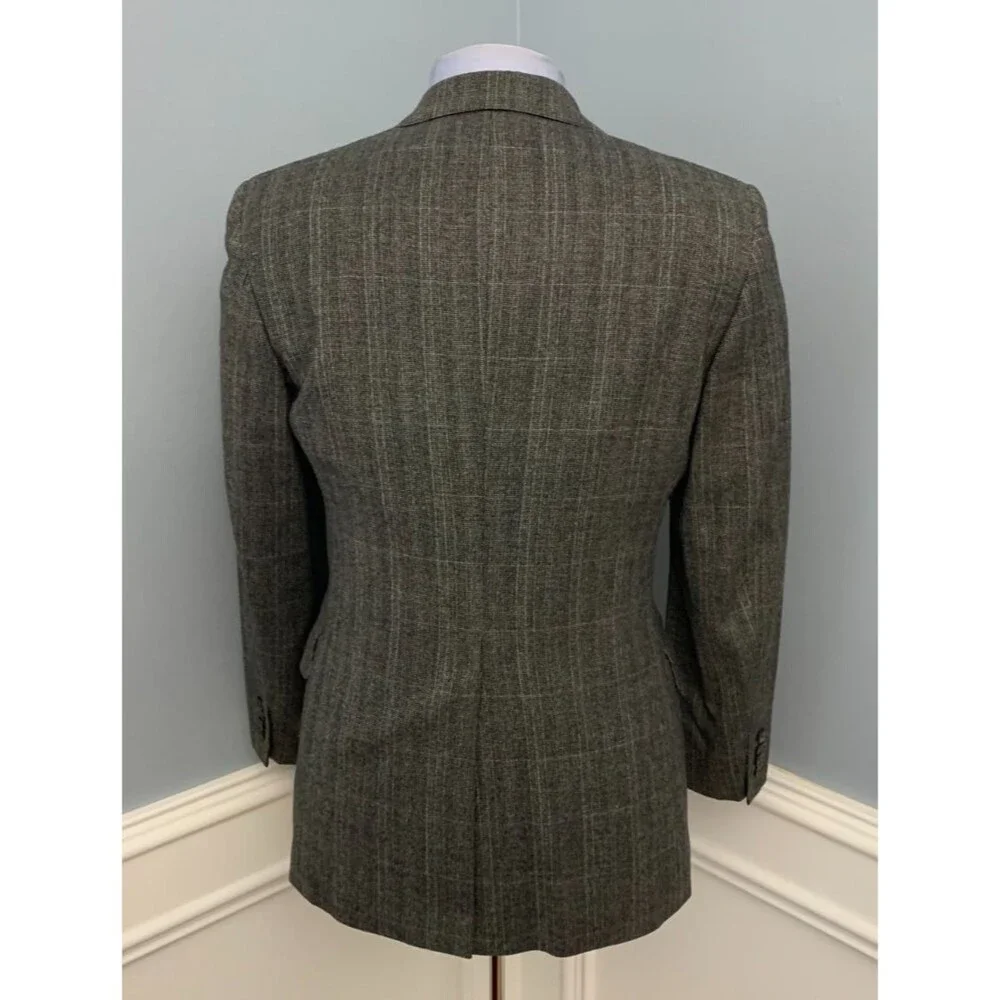 Vintage Alexander Julian Blazer Mens 38S Wool Plaid Windowpane Jacket Sportcoat